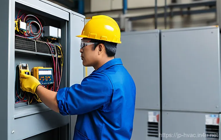 공조냉동기계기사 실기시험 준비 노하우 - **Prompt 1: The Meticulous Setup**
    A focused and determined young technician, either male or fem...