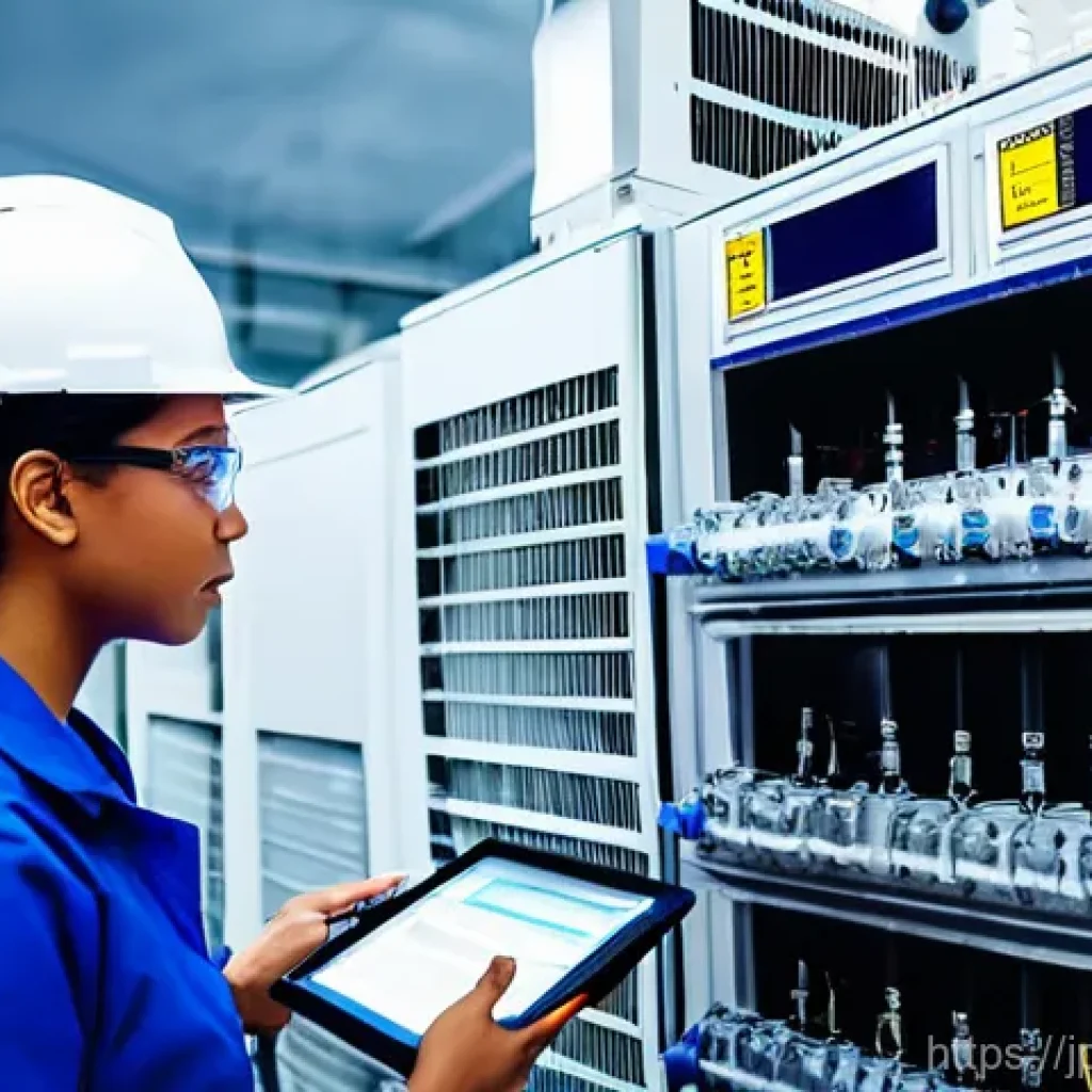 공조냉동기계 기술자와 재난 대응 시스템 - **Prompt:** A group of diverse professional air conditioning and refrigeration technicians, both mal...