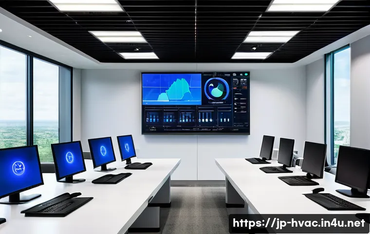 공조냉동기계 관련 최신 기술 동향 - A modern commercial building&rsquo;s energy control room featuring advanced AI demand forecasting systems ...