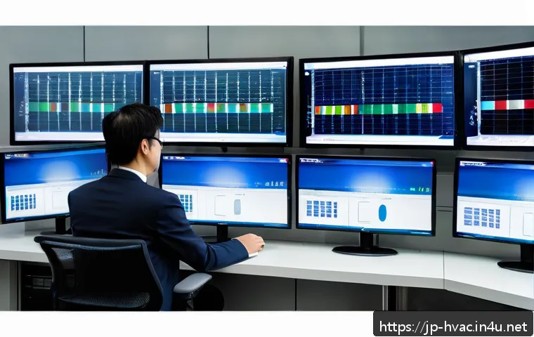 공조냉동기계 설비의 설계 사례 - A cutting-edge industrial refrigeration machine control room in a Japanese commercial facility, feat...
